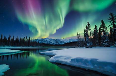 Northern Lights dancing over a remote lake