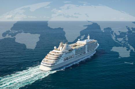 Panoramic image of Silver Dawn at sea