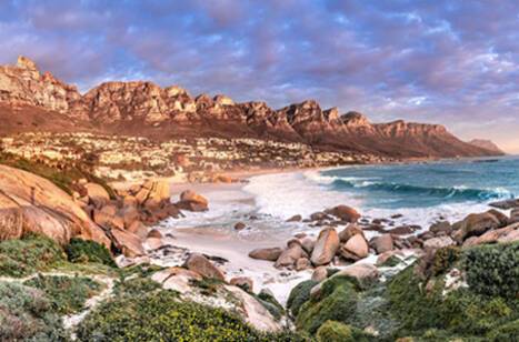 A panoramic view of Cape Town from the beach