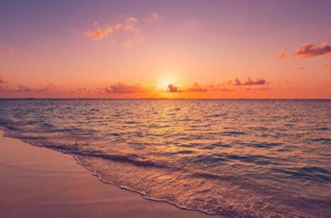 Panoramic image of sunset over the horizon