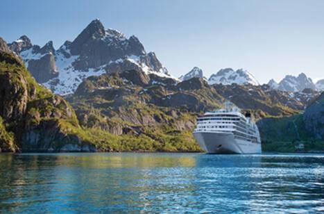 Seabourn Quest docked in the Lofoten Islands