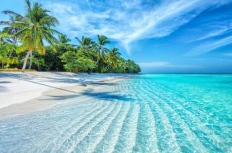 Panoramic image of tranquil Caribbean beach