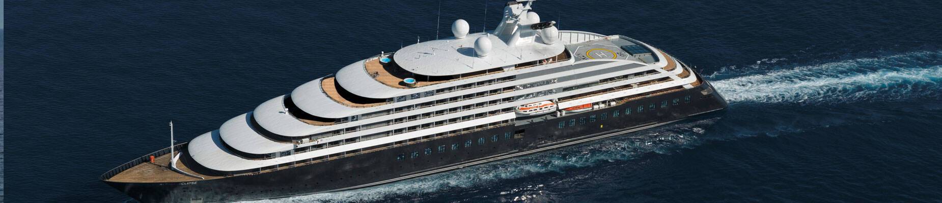 A panoramic image of Scenic Eclipse at sea