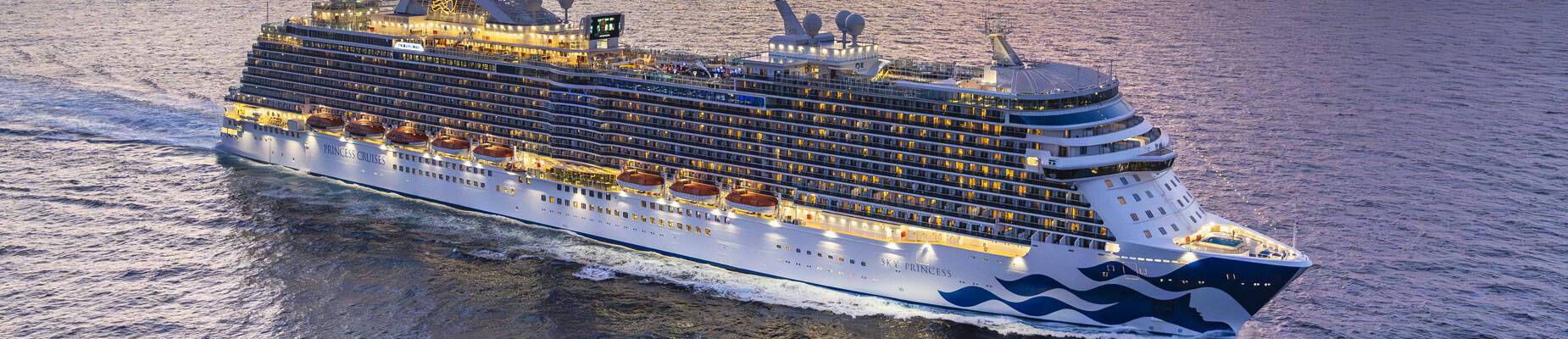 Sky Princess at sea during sunset