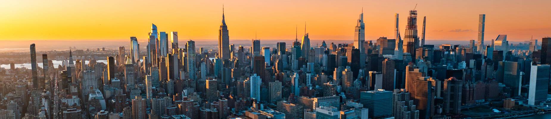 New York skyline at sunset