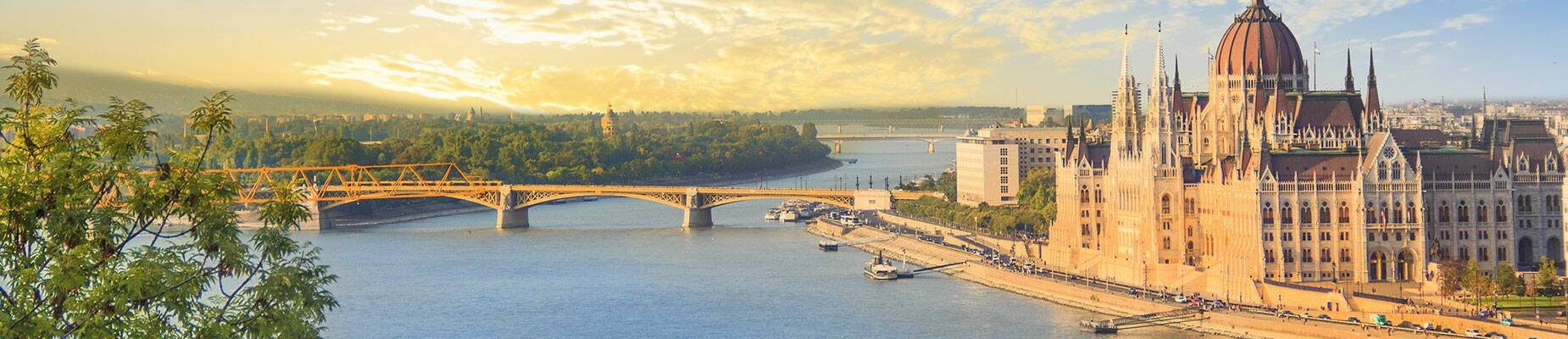 View of the Hungarian Parliament Building in Budapest from above