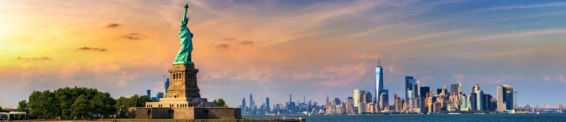New York skyline at sunset