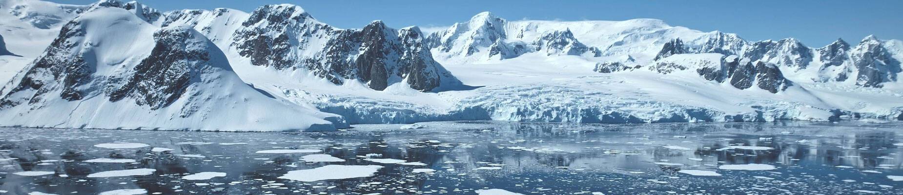 A panoramic image of Antarctica landscapes