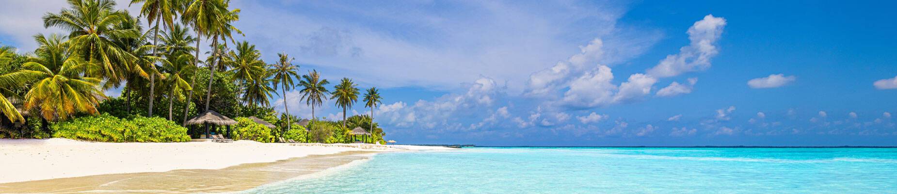 Panoramic image of Caribbean beach