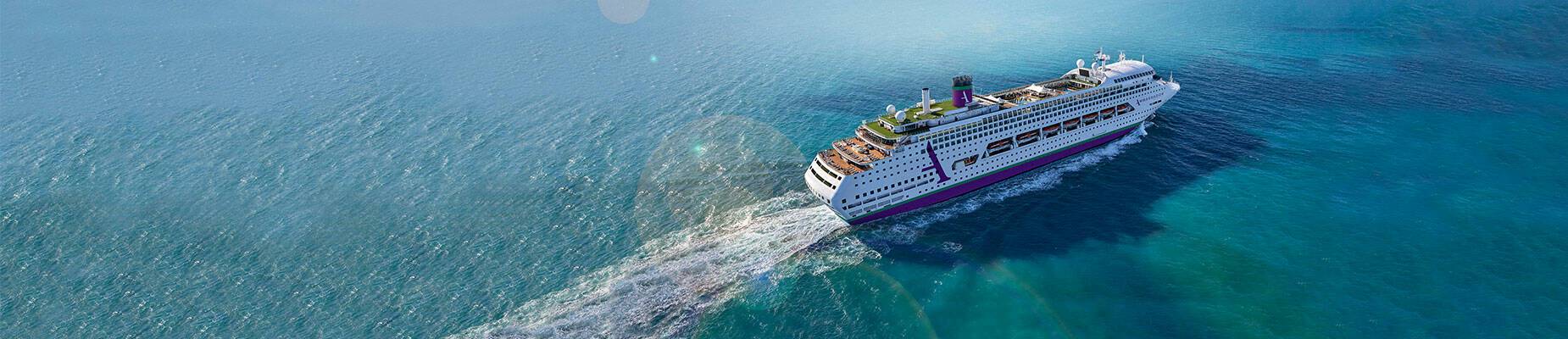 A cruise ship sailing