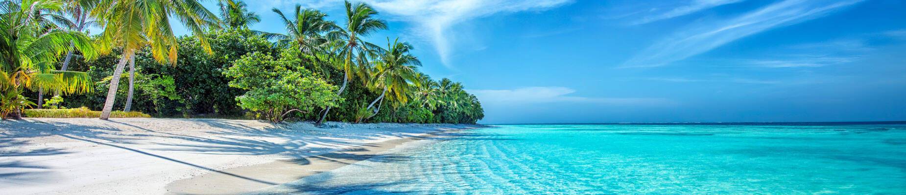 Panoramic image of tranquil Caribbean beach