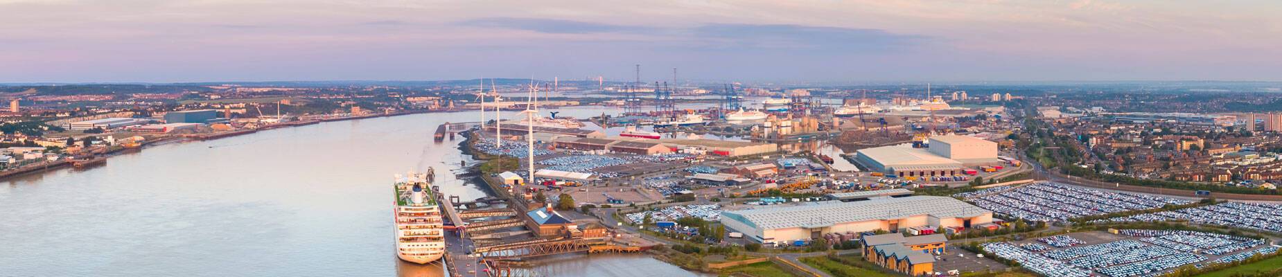 Panoramic image of London Tilbury cruise port