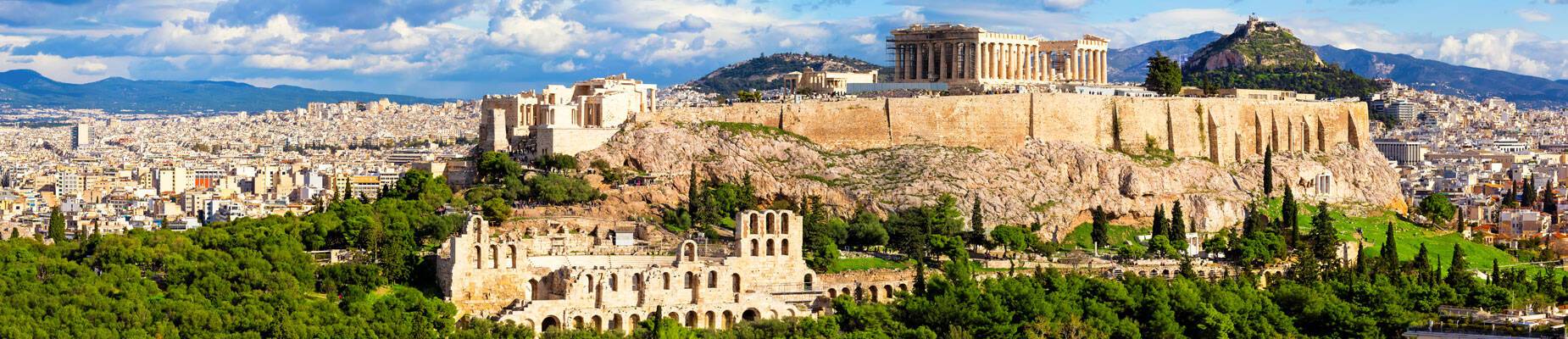 Panoramic image of Athens with Acropolis hill, Greece