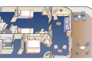 Family Suite Floorplan, Diamond Princess, Princess Cruises