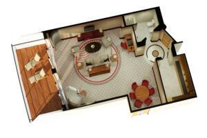 Duplex Suite Floor Plan (Lower), Queen Mary 2, Cunard