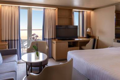 Mini Suite Bedroom, Arcadia, P&O Cruises - Double Bed Configuration