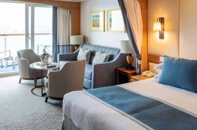 Penthouse Suite Bedroom, Aurora, P&O Cruises - Image based on a Suite, configuration may differ