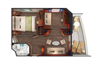 2-Bedroom Family Suite Floorplan, Pride of America