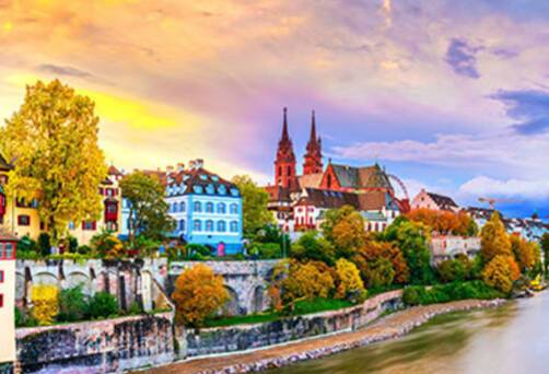 A view of Basel, Switzerland from the Rhine River