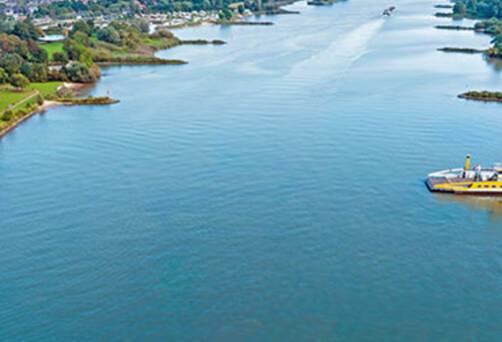 An aerial view of the River Lek in Schoonhoven