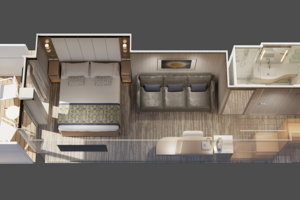 Premium Deluxe Balcony Stateroom Floorplan, Sun Princess, Princess Cruises