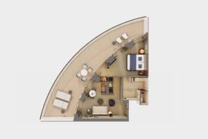 The Haven Aft-facing Owner's Suite Floor Plan, Deck 10, Norwegian Prima