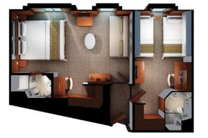 1-Bedroom Obstructed View Family Suite Floorplan, Pride of America