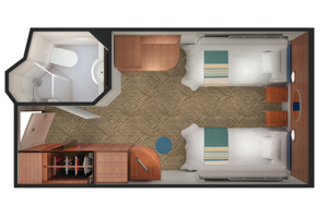 Family Inside Stateroom Floorplan, Pride of America
