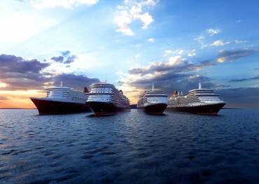 The Cunard fleet at sea