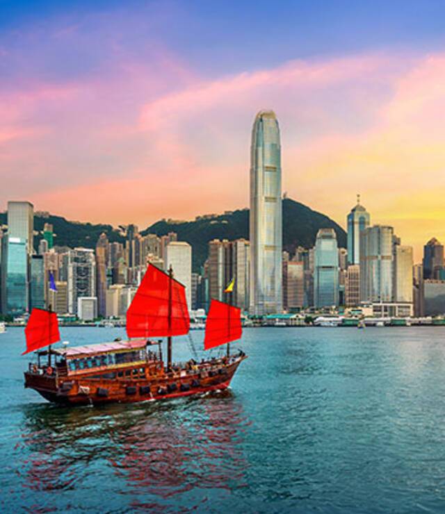 Hong Kong cityscape at sunset