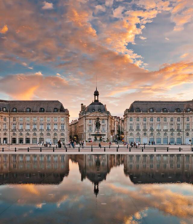 The view of Place de la Bourse in Bordeaux