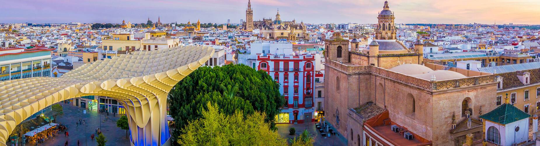 A panoramic aerial view of Seville