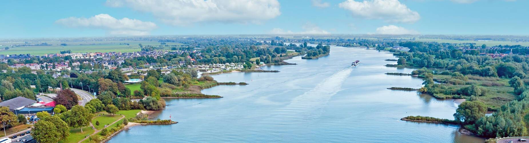 An aerial view of the River Lek in Schoonhoven