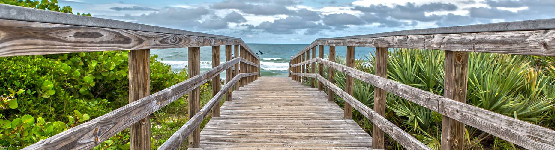 The boardwalk leading to Canaveral National Seashore