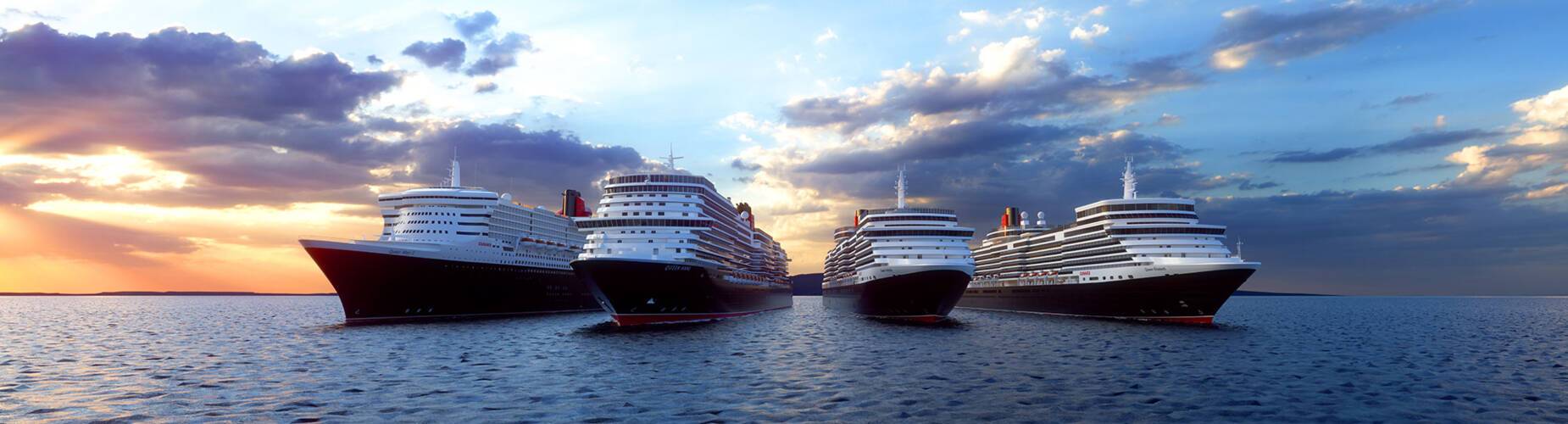 The Cunard fleet at sea